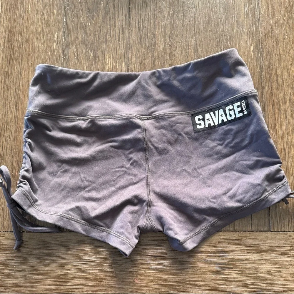SAVAGE Women's Gray Shorts RUCHED PULL STRING SIZE LARGE